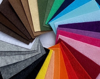 Polyester Felt Fabric Non Woven, 1 mm Soft Craft Felt, 1 Sheet - Choose Your Size and Color Felt Sheet Wool Blend Felt More than 36 colors