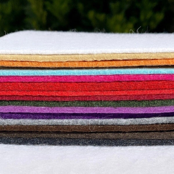 Wool Felt 3 mm Thick, 100% pure Merino Wool Felt Sheets, Choose Your Size and 36 Felt Colors, Stiffened Felt, DIY Projects, Felt Materials