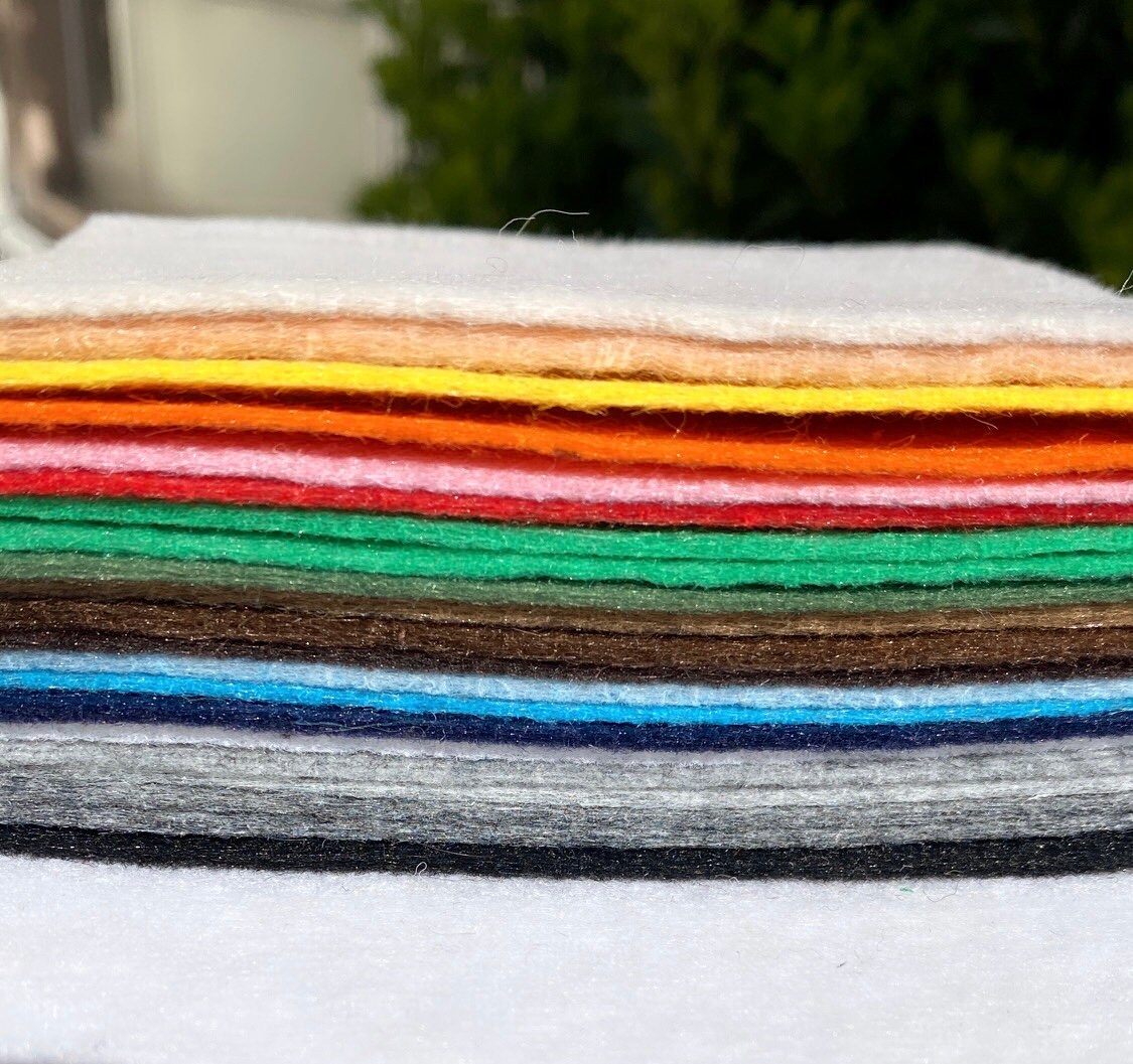Bulk-buy 8 Colors 2mm Thick Stiff Felt Fabric Non Woven Wool Blend
