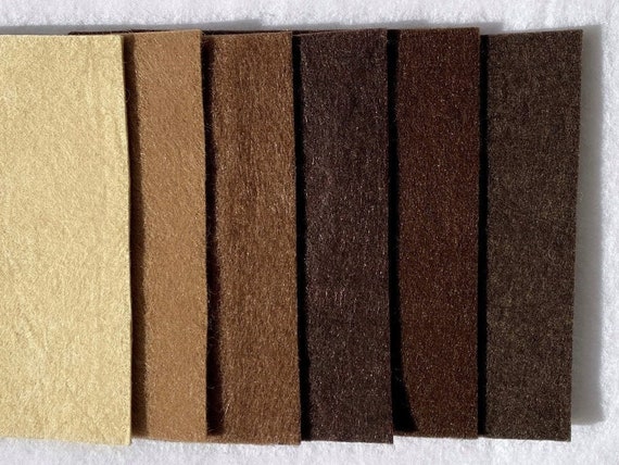 Hard Shades of Brown 1mm Thick Felt Sheets, 9x12 Inches Craft Felt Fabric,  Felt Squares, Stiffened Felt Sheets, Polyester Felt, DIY Projects 