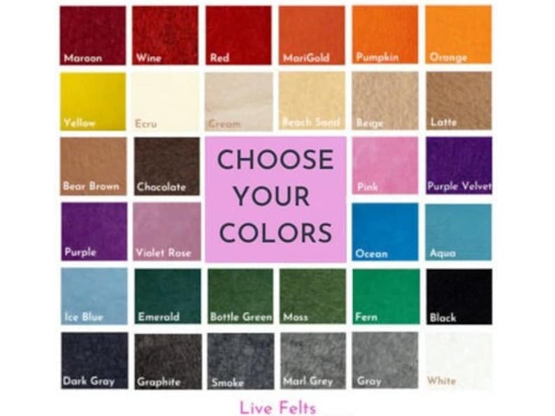 Hard Korean 1mm 12x18 or 9x12 Felt Sheets , Stiff Craft Felt 100