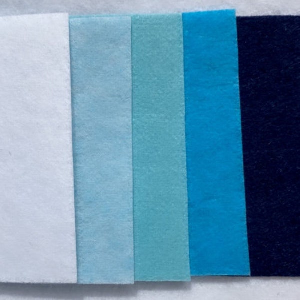 Shades of Blue Felt Color Set 9 x 12 Polyester Felt Sheets, Acrylic Felt Fabric Sheets for DIY Arts and Crafts, 6x9" or 12x18" Felt Material