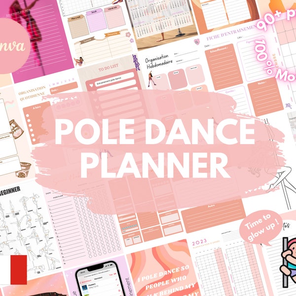 POLE DANCE PLANNER | Modifiable et imprimable sur Canva (pdf, jpeg, png...) | Pole Dance Calendriers, Posters, Entrainements...