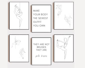 6 minimalist Pole Dance posters + Wallpapers | Digital art decoration | Pole dancing wallpapers | Gallery wall | Custom print | A5 A4 A3 A2 A1