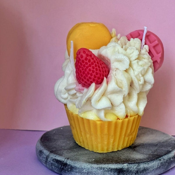 Bougie Gourmande parfumée et unique Cupcake Banane