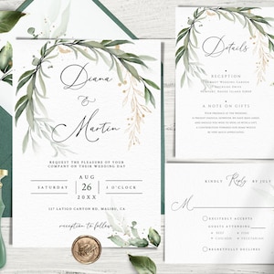 Greenery Wedding Invitation Template: DIY Eucalyptus Set (Printable)