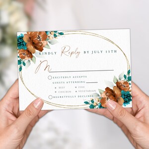Burnt Orange and Teal Wedding Invites Mega Bundle, Teal Terracotta Editable & Printable Invitation Set