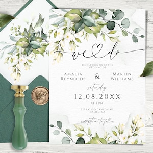 Eucalyptus Wedding Invitation Template: Elegant Greenery (Digital Download)