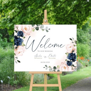 Blush Pink Floral Wedding Welcome Sign Template (Digital Download)