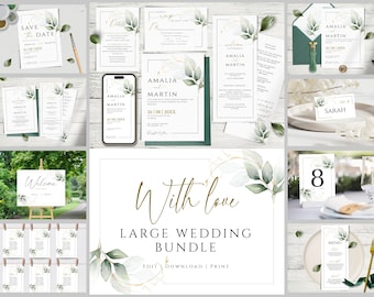 Greenery Wedding Invitation MEGA Bundle: Elegant Printable Set (Instant Download)
