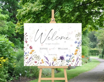 Wildflowers Wedding Welcome Sign Template: Editable DIY Poster (Instant Download)