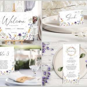Wedding Invitation Bundle Template, Wildflowers Wedding Invites Mega Bundle, Floral DIY Editable & Printable Invitation