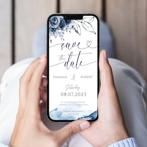 OCEAN - Blue Navy Electronic Save the Date, We Do Smartphone Evite, Digital Template, We Do Wedding Mobile Save the date, Instant Download
