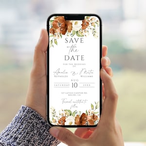 Terracotta Floral Wedding Save the Date Template (Digital Download)