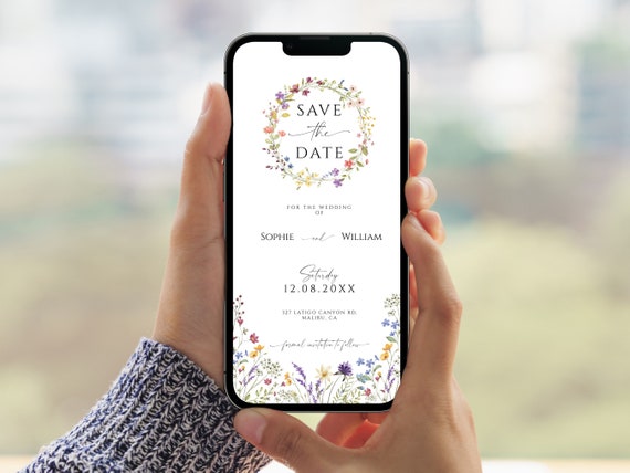 Wildflower Wedding Save the Date E-Invite: Floral Design (Digital Invitation)