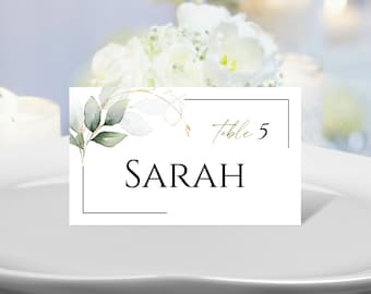 Greenery Wedding Place Card Template: Elegant DIY Seating Cards