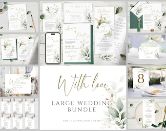 Greenery Wedding Invitation MEGA Bundle: Editable Eucalyptus Set