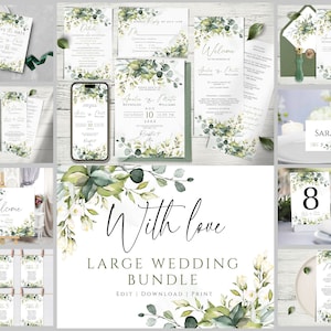 Eucalyptus Wedding Invitation Mega Bundle: Greenery Template Set (DIY Editable)
