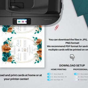 Burnt Orange and Teal Wedding Invites Mega Bundle, Teal Terracotta Editable & Printable Invitation Set