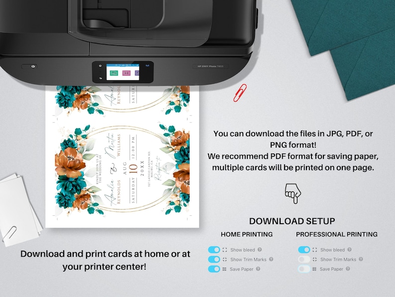 Burnt Orange and Teal Wedding Invites Mega Bundle, Teal Terracotta Editable & Printable Invitation Set