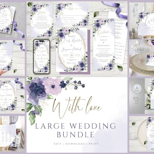 Dusty Purple Floral Wedding Invitation Mega Bundle (Digital Download)