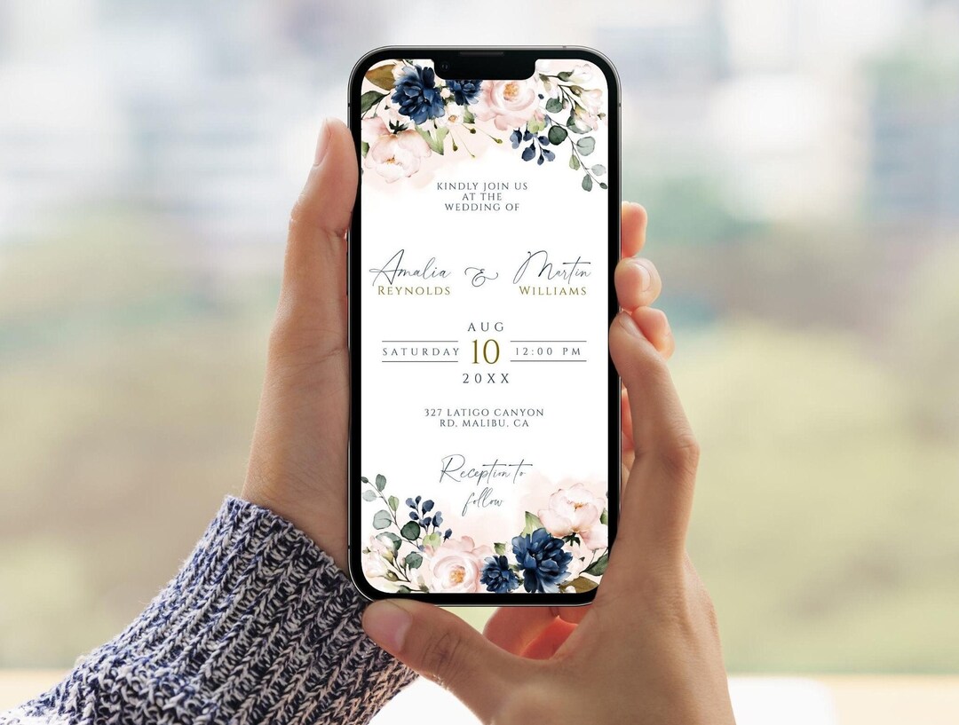 Modèle de fairepart de mariage électronique VIVIAN, invitation électronique numérique rose