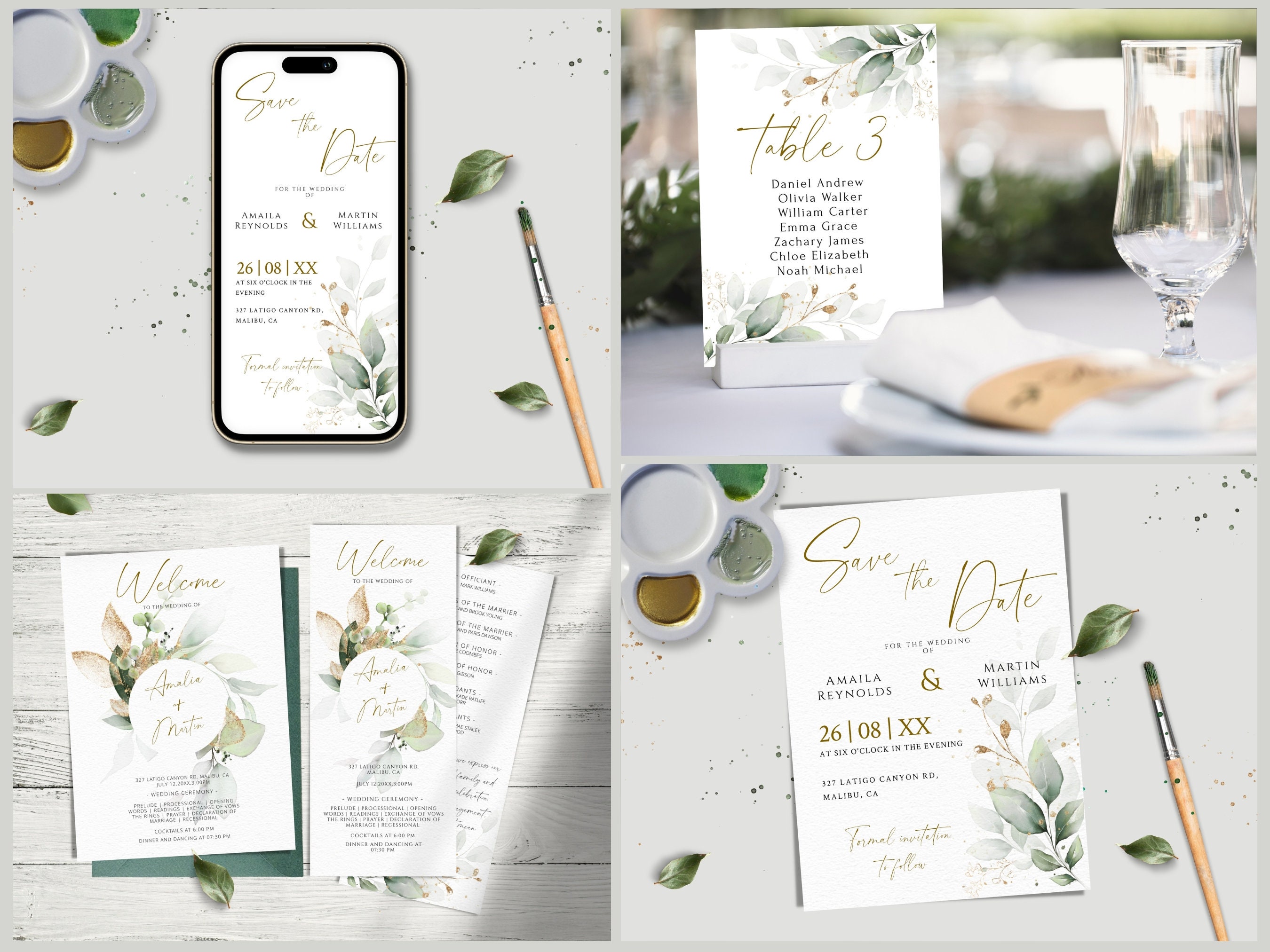 Wedding Invitation MEGA Bundle Template, Greenery Wedding Invites Mega ...
