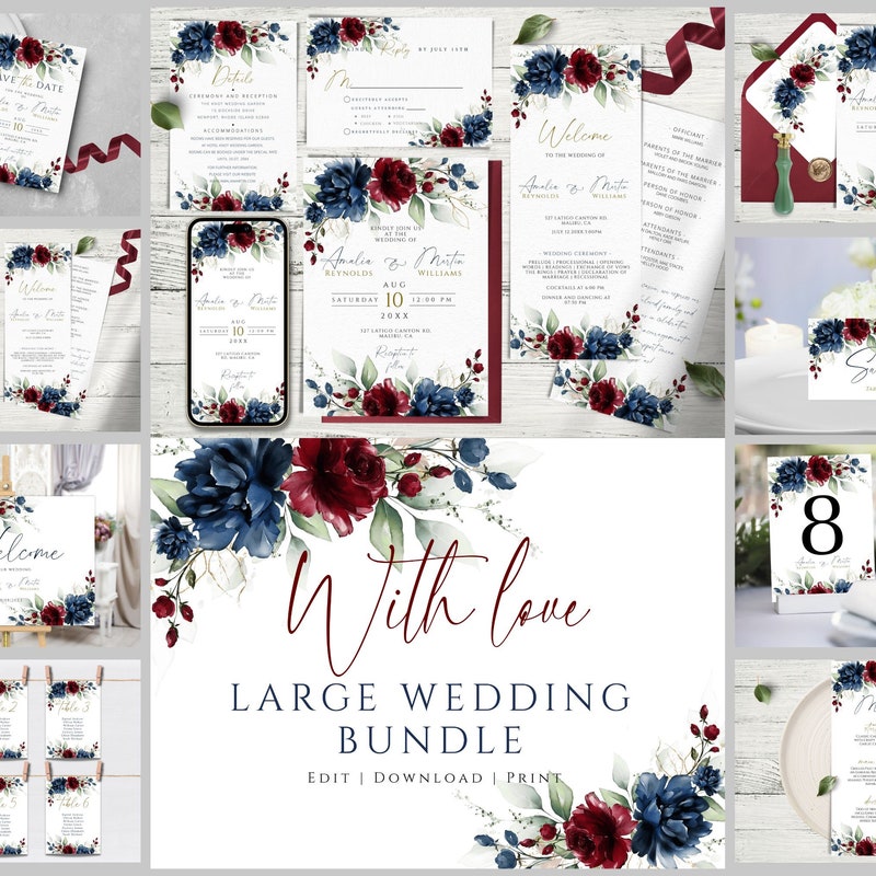 Burgandy Wine Wedding Invitation - Etsy