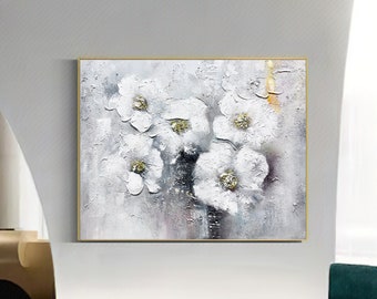 Large Colorful Flower Oil Painting On Canvas Original,Original abstract canvas wall art,Painting For Living Room