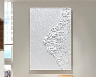 Large White Abstract Painting,White abstract wall art,White textured wall art,White abstract art painting,White 3D Textured art