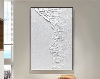 Large White Abstract Painting,White abstract wall art,White textured wall art,White abstract art painting,White 3D Textured art