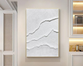 Large White Abstract Painting,White abstract wall art,White textured wall art,White abstract art painting,White 3D Textured art