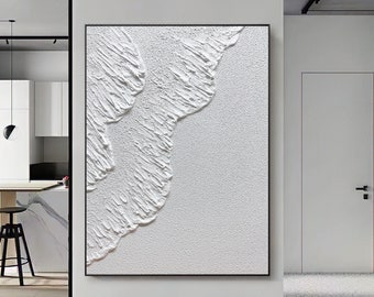 Large White Abstract Painting,White abstract wall art,White textured wall art,White abstract art painting,White 3D Textured art