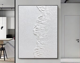 Large White Abstract Painting,White abstract wall art,White textured wall art,White abstract art painting,White 3D Textured art