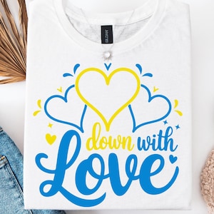 Down With Love Svg Png, Downsyndroom Love Svg, Yellow and Blue Awareness Svg, Downsyndroom Svg, Special Needs Advocacy Svg, Trisomie 21 Svg