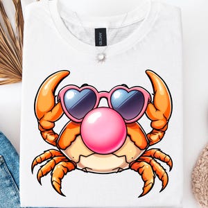 Süße Krabbe Bubblegum Png, Sommer Png, Sommer Krabbe Clipart, lustige Strand Png, Herz Sonnenbrille Krabbe Png, Kawaii Krabbe Sommer Png Strand Vibes Png