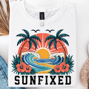 Sunfixed Retro Summer Png, Tropical Wave Png, Sunset Beach Png, Palm Tree Sunset Png, Retro Beach Png, Summer Vibe Png, Island Life Png