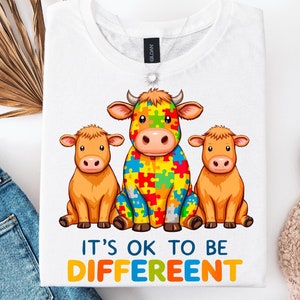 Está tudo bem ser diferente Png, Vaca de conscientização sobre autismo Png, Autismo Png, Animal de peça de quebra-cabeça Png, Suporte à neurodiversidade Png, Advocacia do autismo Png