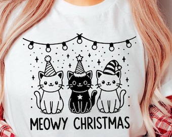 Maullido navideño SVG, Gato navideño SVG, Mamá gata SVG, Regalo para amantes de los gatos SVG, Gato navideño SVG, Clipart de gato navideño SVG, Gatito SVG