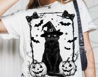 Witchy Black Cat Png, Halloween Cat Png, Gothic Black Cat Png, Cat With Jack O Lantern Png, Witch Hat Cat Halloween Png, Black Cat Png