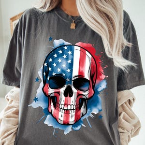 American Flag Skull Png, Patriotic Skull Png, 4th of July Skull Png, USA Skull Png, Independence Day Png, Skull Sublimation Design, USA Png