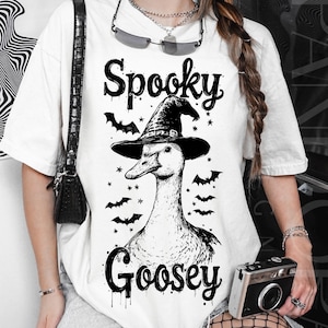 Goosey Assustador PNG, Clipart Engraçado de Ganso de Halloween, Ganso com Chapéu de Bruxa PNG, Sublimação de Animal Assustador Fofo, Ganso com Vibe de Halloween