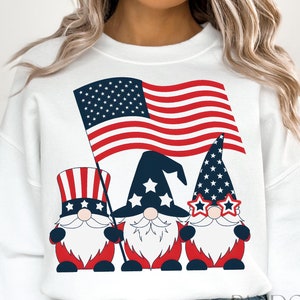 Gnome patriotique Png, Clipart Gnome du 4 juillet, USA Gnome Png, Gnome de la fête de l'indépendance Png, Gnome rouge blanc bleu Png, nain du drapeau américain