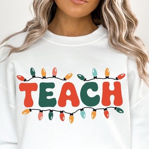 Insegnante di Natale PNG, Insegnante delle feste PNG, Disegno a sublimazione per insegnante, Regalo di Natale per insegnante, Luci di Natale PNG, Insegnante festivo PNG