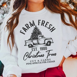 Ferme frais arbres de Noël Svg Png, SVG Noël à la ferme, Svg rustique pour chemises, vacances ferme arbre SVG, hiver Svg, Cricut ou sublimation