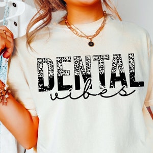 Dental Vibes Svg Png, Dentista, Dental, Estampa de leopardo, Corte, Cricut, Desgastado, Design de camisa de sublimação grunge Download digital