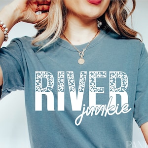 River Junkie Svg Png, River Life Svg, Funny River Svg Quotes Cut File, Cricut, River Shirt Design Half Leopard Silhouette Eps Dxf Pdf Vector