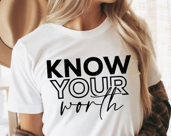 Know Your Worth Svg Png, Self Love, Mental Health Matter, Inspiring, Motivational Quotes and Sayings Cut Cricut, Silhouette Eps Dxf Pdf