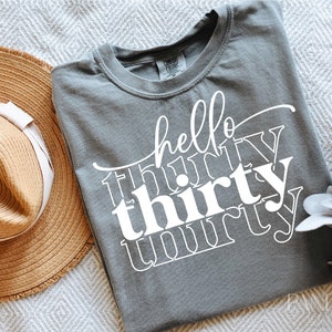 Hello Thirty Aufhänger, 30 Geburtstag, Hello 30, Hello 30, Birthday Shirt, Geburtstagskind, Birthday Girl, Cut, Cricut, Silhouette Eps Dxf Pdf Vinly Decal