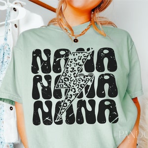 Nana Svg Png, Nana Life, Mother&#39;s Day, Rocker Style, Distressed Leopard Print, Nana Mode Grunge Sublimation Shirt Designs Digital Download